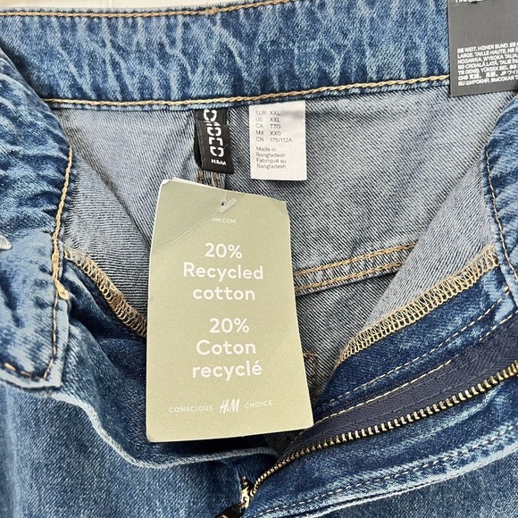 H&M Divided Jeans Womens XXL High Waist Wide-Leg Medium Wash Denim NEW 28 inseam - Picture 6 of 11